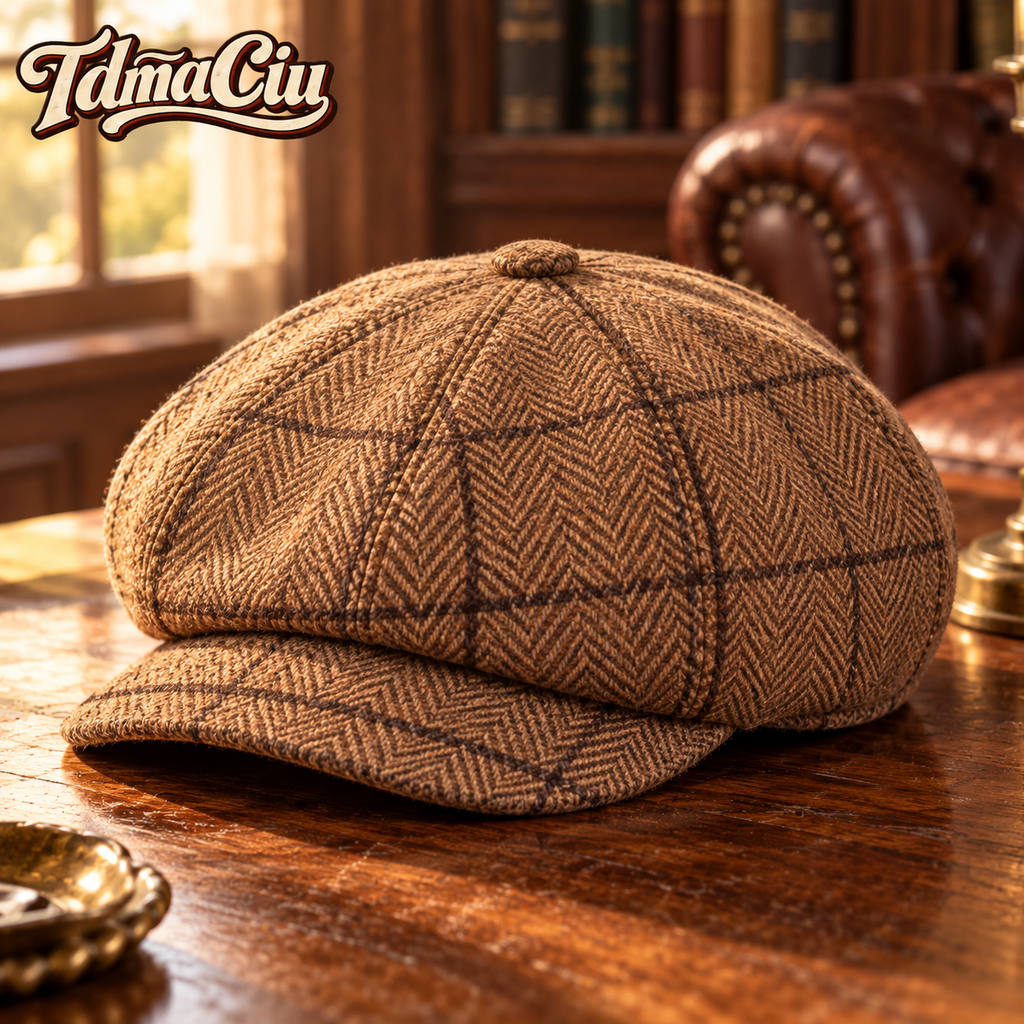 TdmaCiu™ Camel Herringbone Newsboy Cap