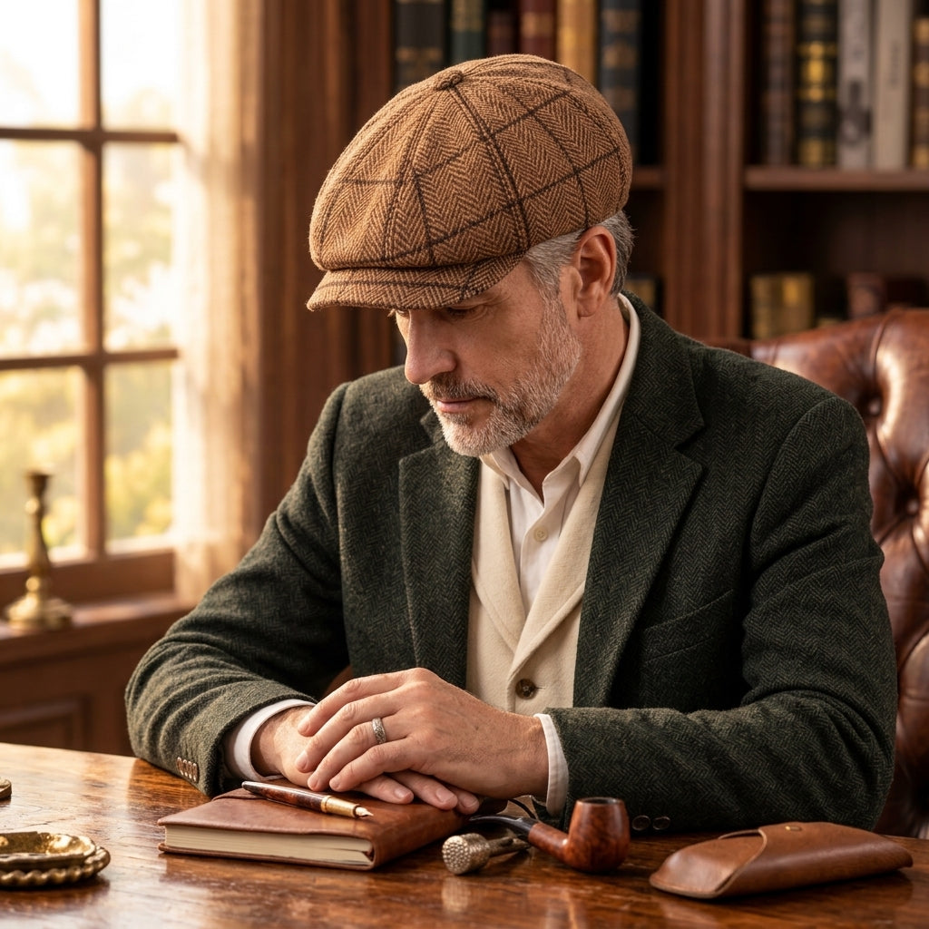 TdmaCiu™ Camel Herringbone Newsboy Cap
