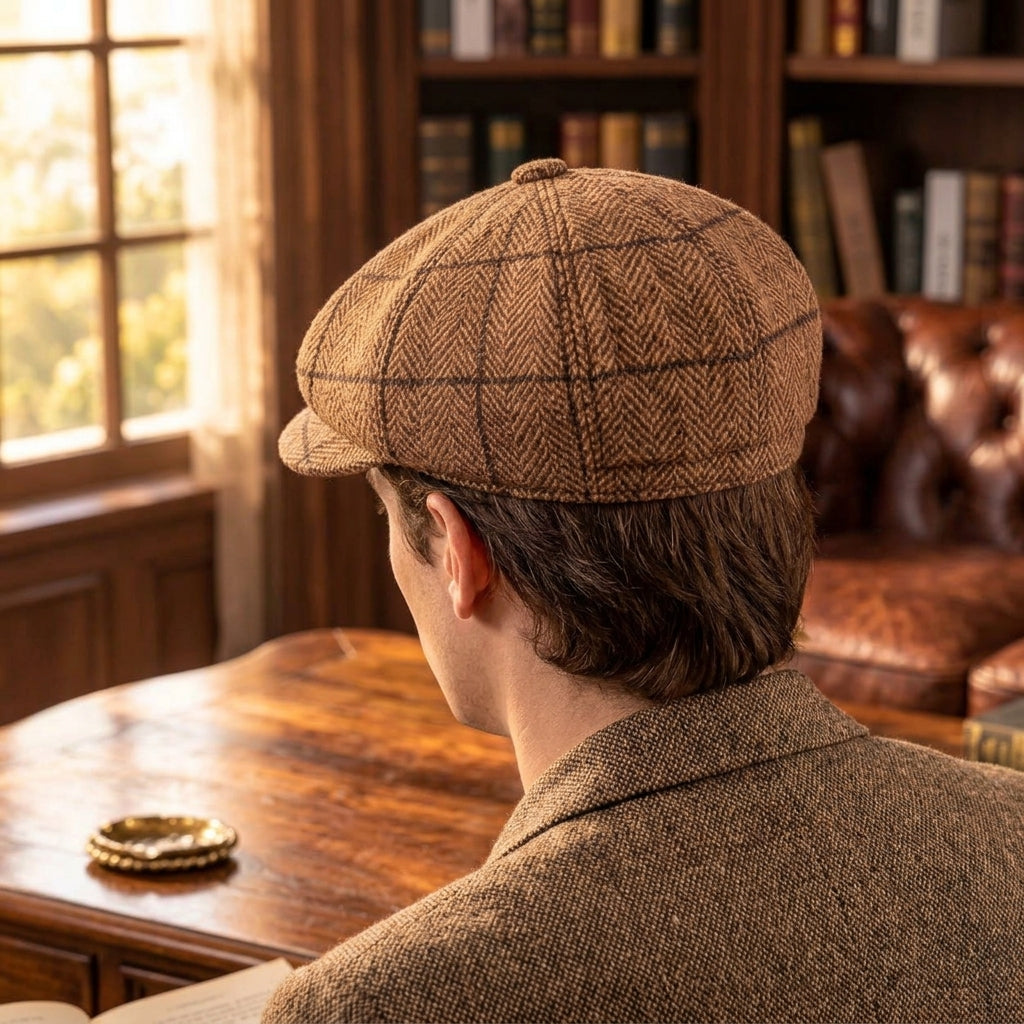 TdmaCiu™ Camel Herringbone Newsboy Cap