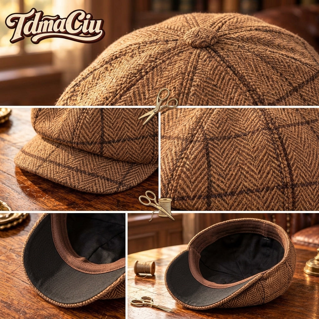 TdmaCiu™ Camel Herringbone Newsboy Cap