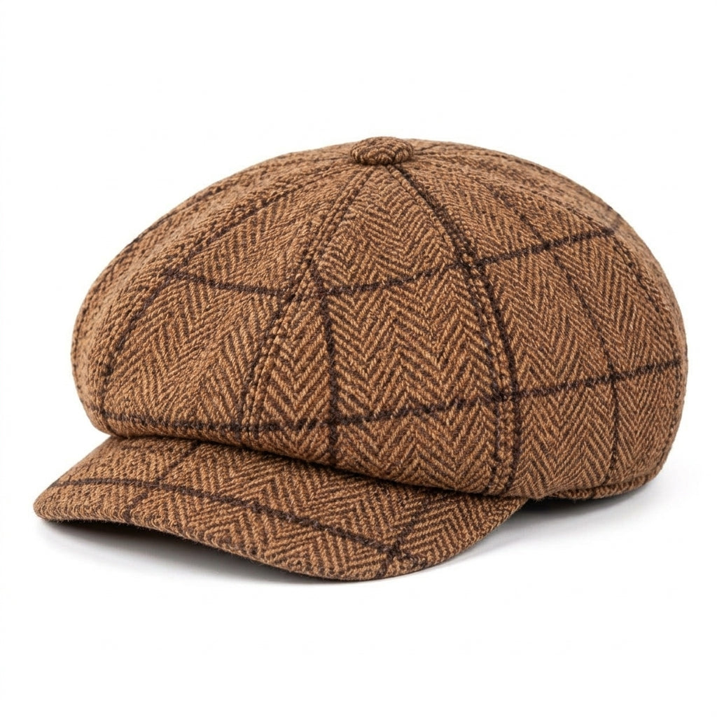 TdmaCiu™ Camel Herringbone Newsboy Cap