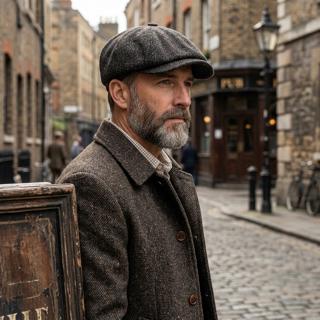 TdmaCiu™ Charcoal Donegal Tweed Newsboy Cap