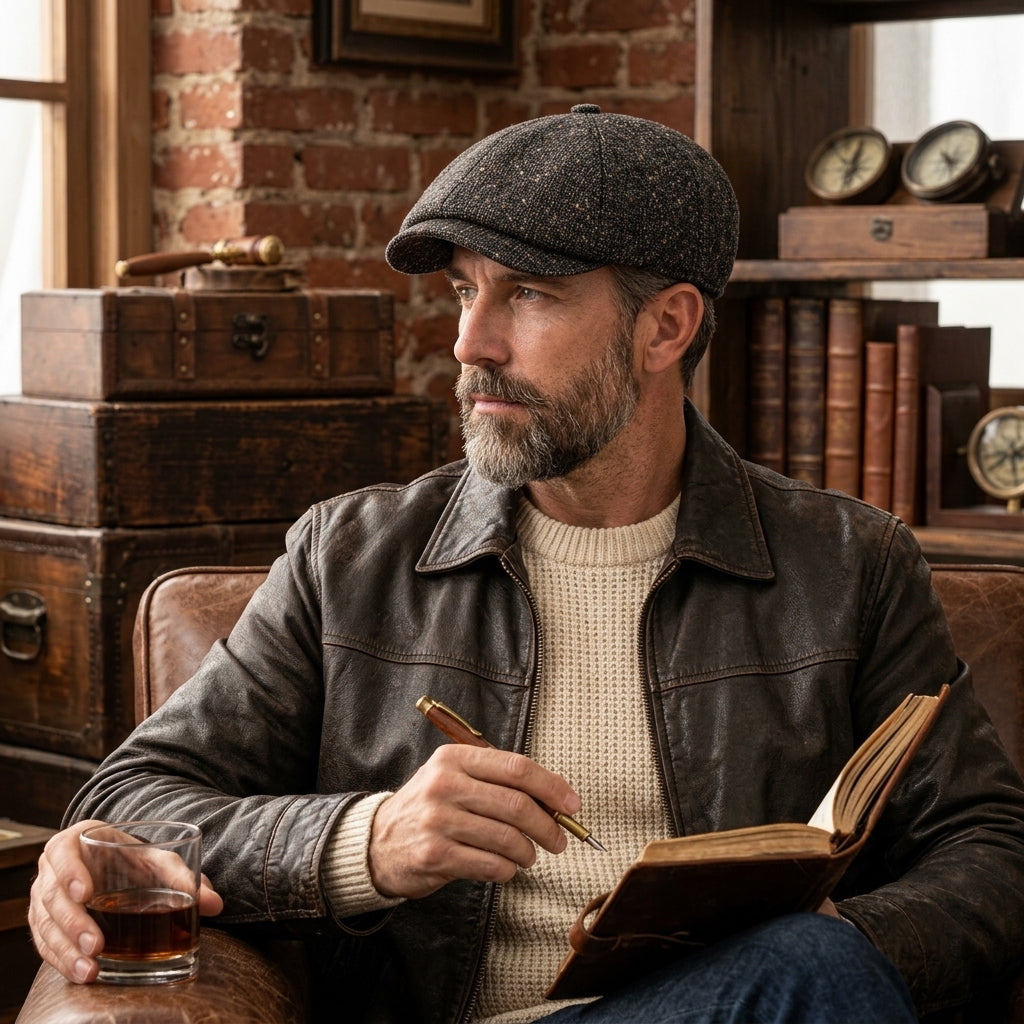 TdmaCiu™ Charcoal Donegal Tweed Newsboy Cap