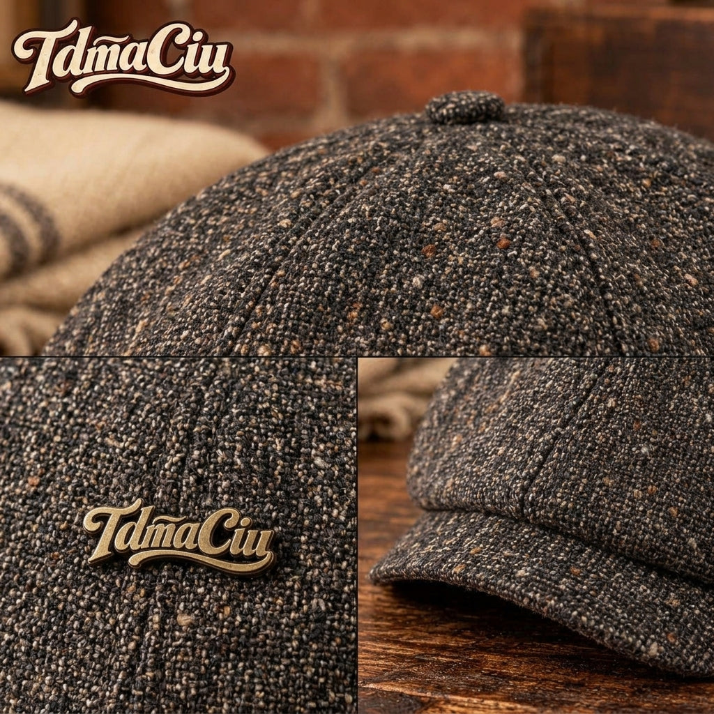 TdmaCiu™ Charcoal Donegal Tweed Newsboy Cap