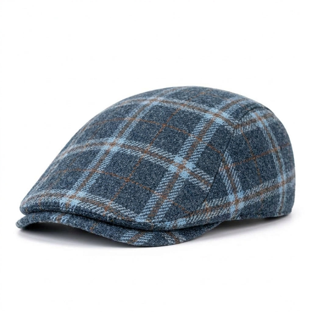 TdmaCiu™ Olive Plaid Heritage Flat Cap