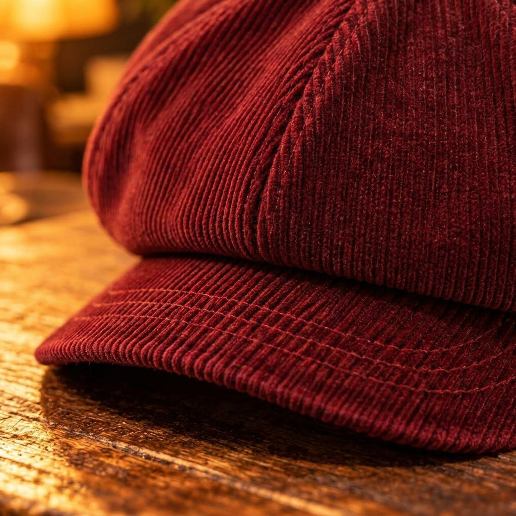 TdmaCiu™ Burgundy Corduroy Baker Boy Cap