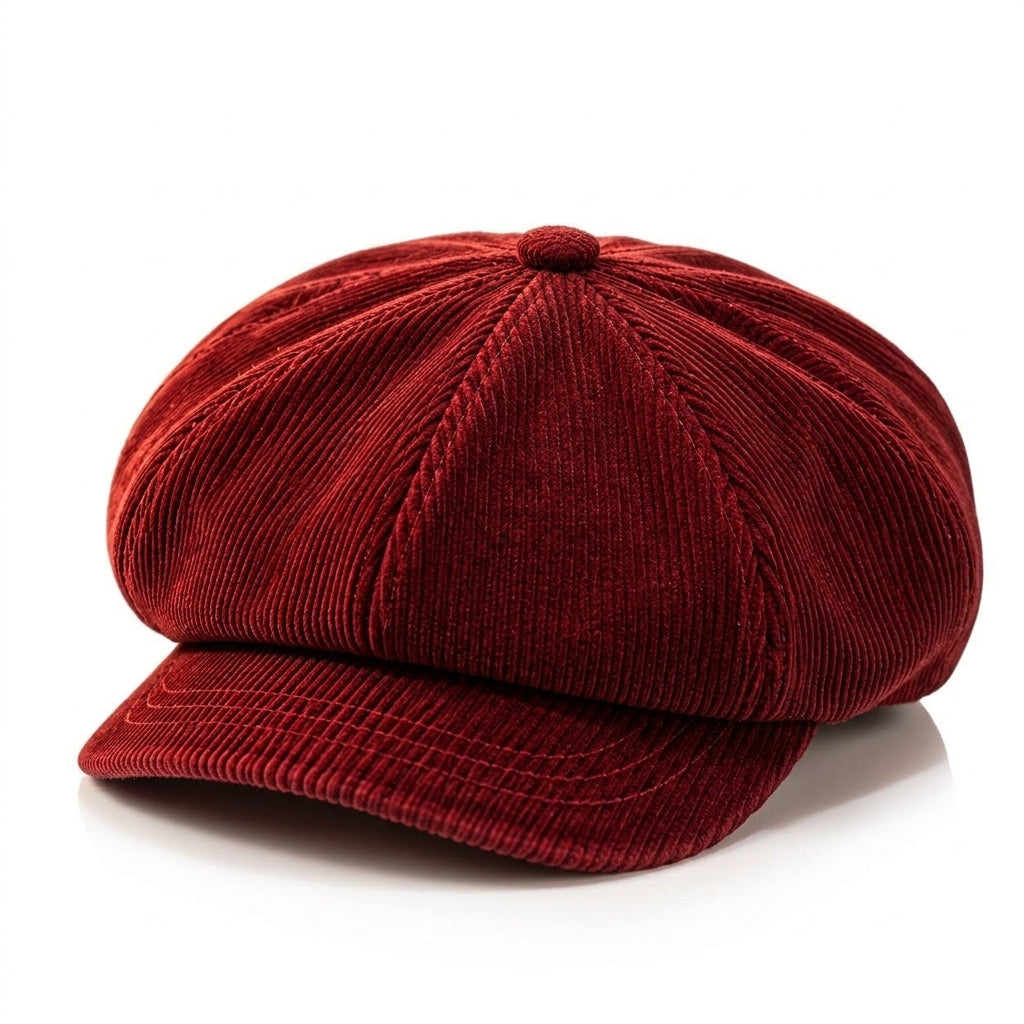 TdmaCiu™ Burgundy Corduroy Baker Boy Cap