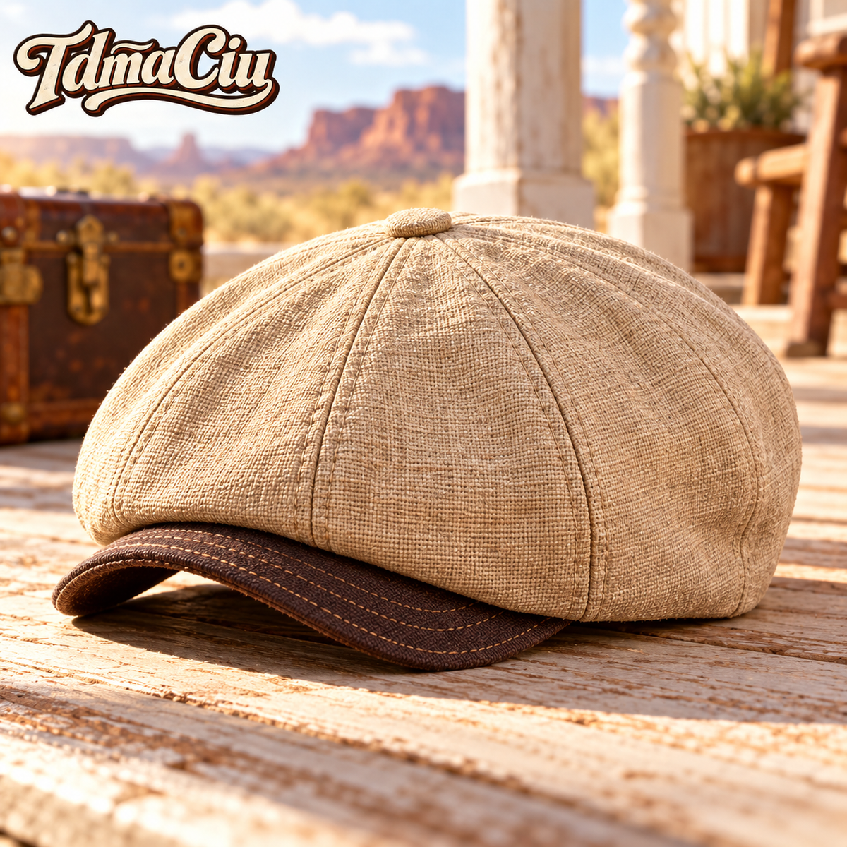 TdmaCiu™ Sand Linen Newsboy Cap