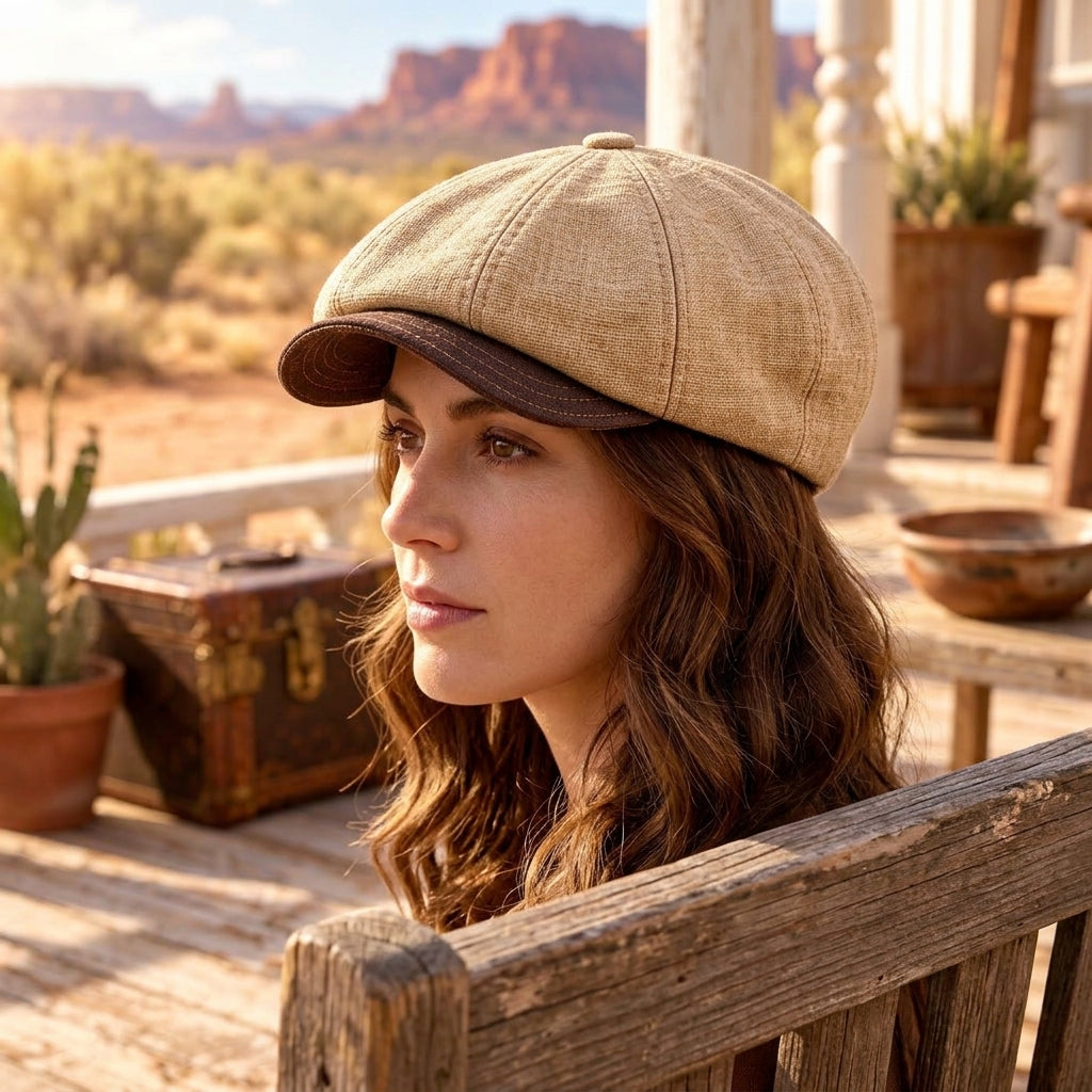 TdmaCiu™ Sand Linen Newsboy Cap