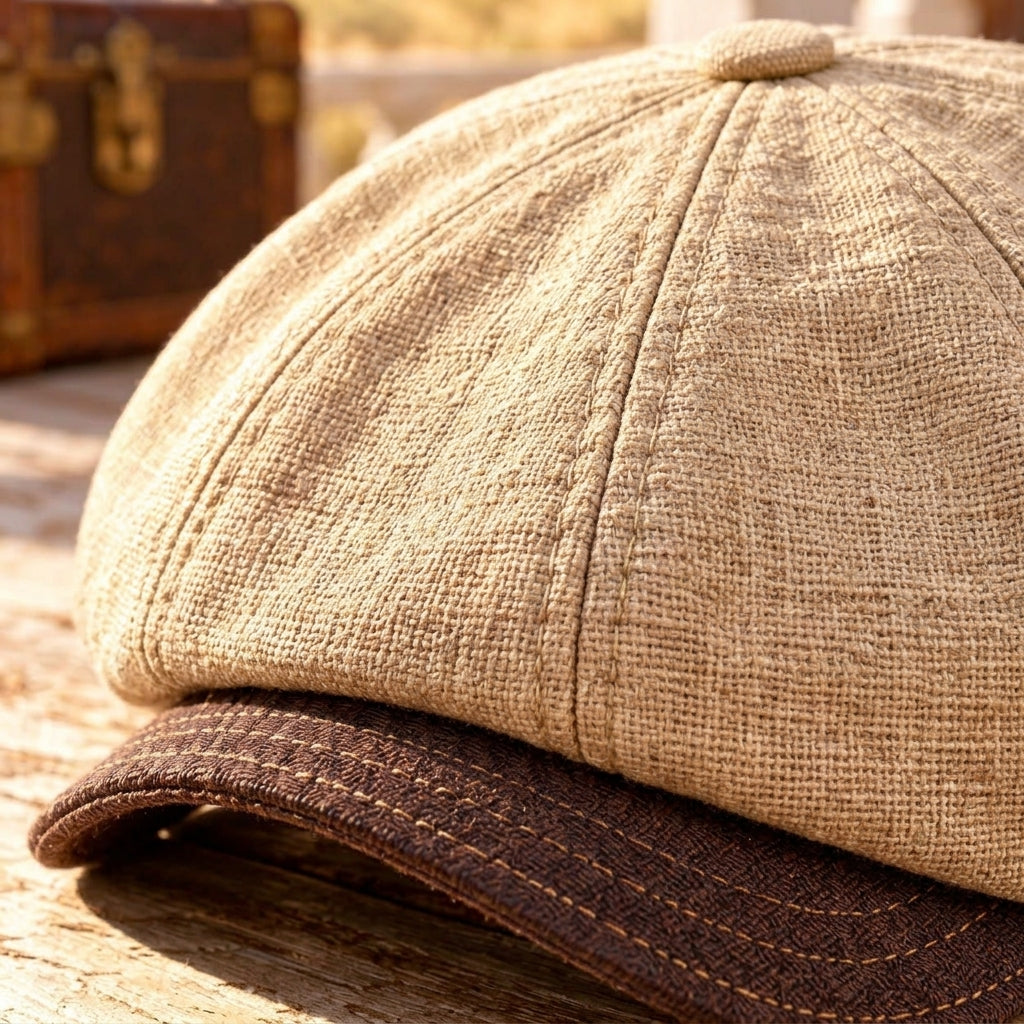 TdmaCiu™ Sand Linen Newsboy Cap