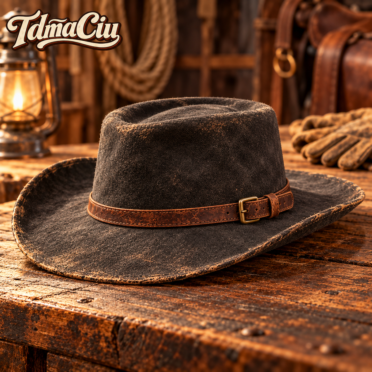 TdmaCiu™ Distressed Black Gambler Hat