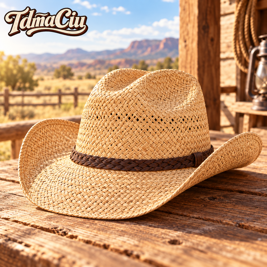 TdmaCiu™ Natural Straw Ranch Cowboy Hat