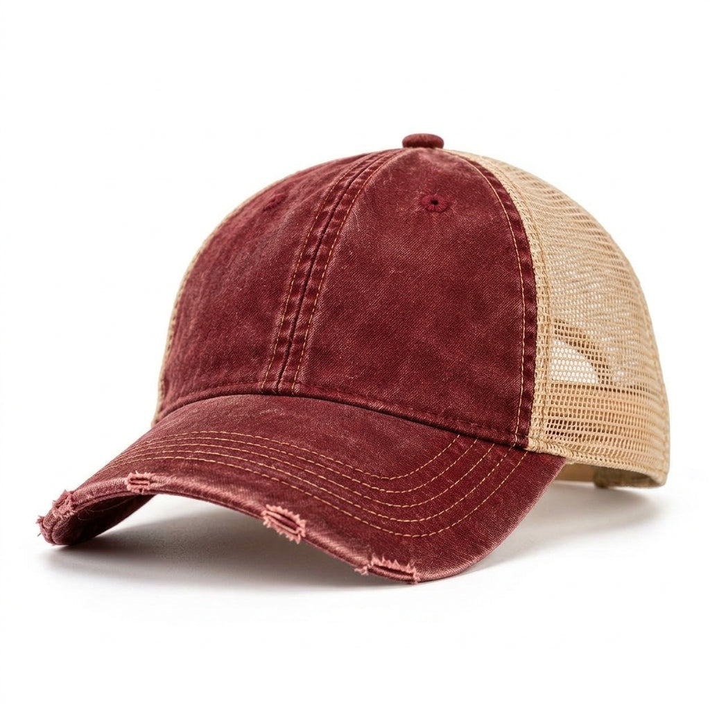 TdmaCiu™ Burgundy Vintage Trucker Cap